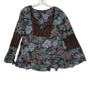Little Journeys Chicago Floral Front Tie Blouse Women’s Size XL